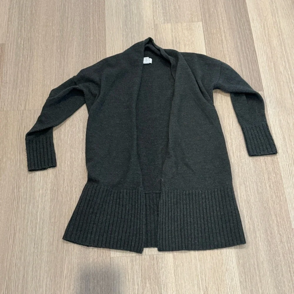Kenar 100% Merino Wool Open Front Cardigan – Dark Olive Green - Picture 1 of 5